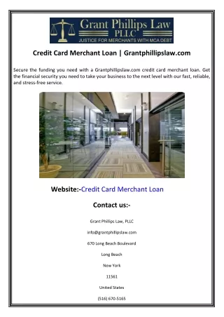 Credit Card Merchant Loan  Grantphillipslaw.com