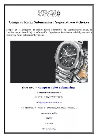 Comprar Rolex Submariner Superlativewatches.es