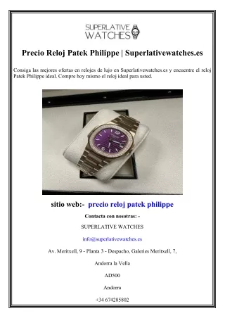 Precio Reloj Patek Philippe Superlativewatches.es