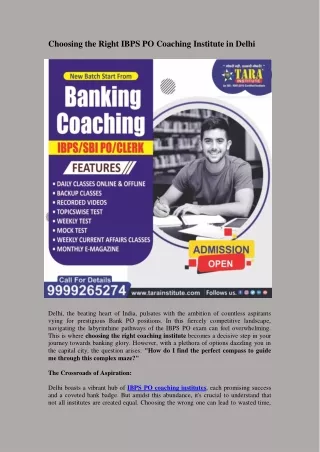 Choosing the Right IBPS PO Coaching Institute in Delhi