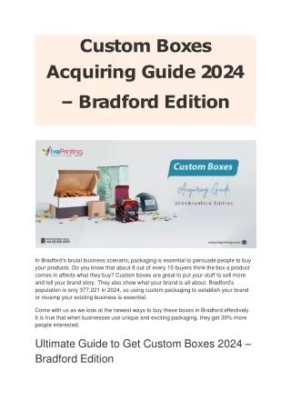 Custom Boxes Acquiring Guide 2024 - Bradford Edition