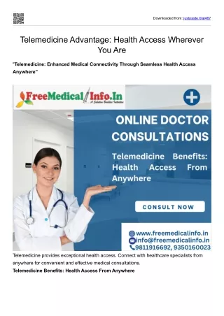 Telemedicine Enhanced Medical Connectivity Through Seamless Health Access Anywhere