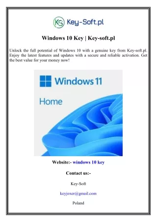 Windows 10 Key Key-soft.pl