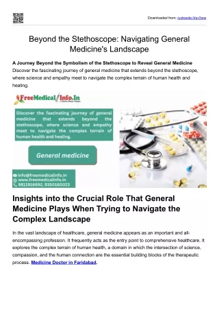 Beyond the Stethoscope  Navigating General Medicine's Landscape