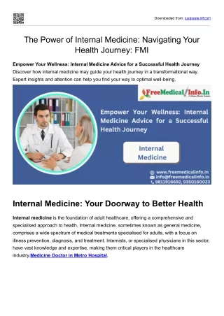 The Power of Internal Medicine Navigating Your Health Journey