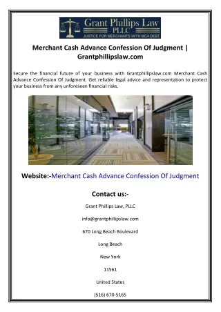 Merchant Cash Advance Confession Of Judgment  Grantphillipslaw.com