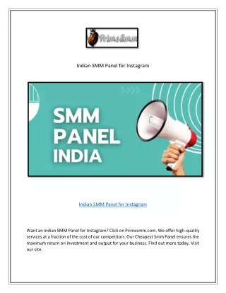 Indian Smm Panel For Instagram | Primesmm.com