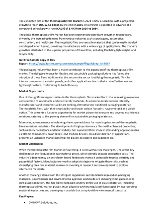 Thermoplastic Film Market Trends, Revenue, Major Players, Share Analysis & Forec