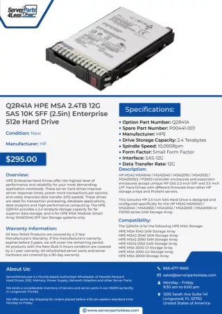 Q2R41A HPE MSA 2.4TB 12G SAS 10K SFF 2.5'' Enterprise 512e Hard Drive