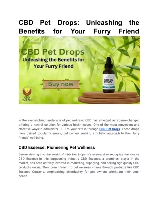 CBD Pet Drops_ Unleashing the Benefits for Your Furry Friend