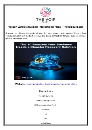 Verizon Wireless Business International Plans  Thevoipguru.com