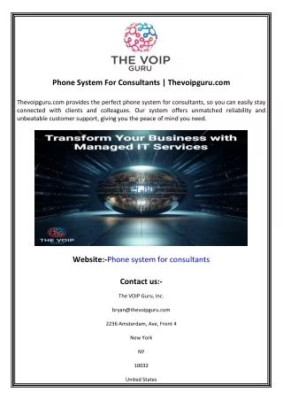 Phone System For Consultants  Thevoipguru.com