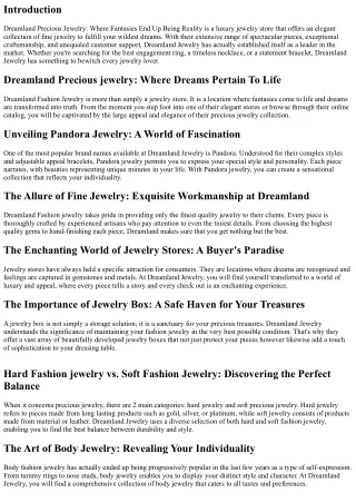 Dreamland Jewelry: Where Dreams Become Truth