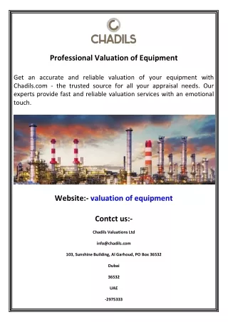 Professional Valuation of Equipment