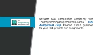 Sql Assignment Help  Theprogrammingassignmenthelp.com