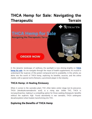 THCA Hemp for Sale_ Navigating the Therapeutic Terrain