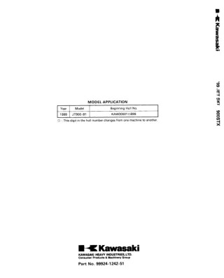 1999 Kawasaki 900 STX Jet Ski Service Repair Manual