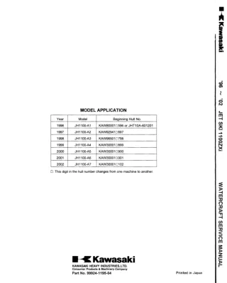 1999 Kawasaki JH1100-A4 Service Repair Manual