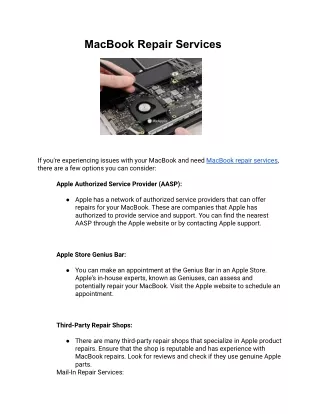 MacBook Repair Services