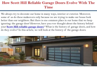 How Scott Hill Reliable Garage Doors Evolve With The Time