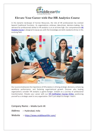 Elevate Your Career with Our HR Analytics Course
