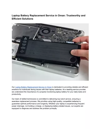 Laptop Battery Replacement Service in Oman