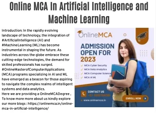 Online MCA In Artificial Intelligence and Machine Learning