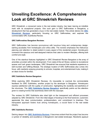 Unveiling Excellence_ A Comprehensive Look at GRC Shreekrish Reviews