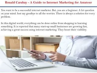 Ronald Carabay - A Guide to Internet Marketing for Amateur