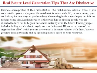 Real Estate Lead Generation Tips That Are Distinctive