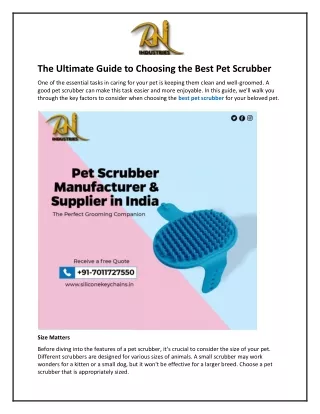 The Ultimate Guide to Choosing the Best Pet Scrubber