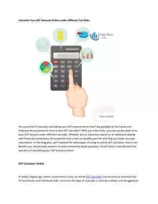 Calculate Your GST Amount Online under different Tax Slabs