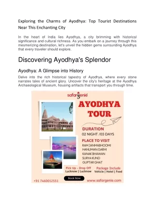 Exploring the Charms of Ayodhya: Top Tourist Destinations