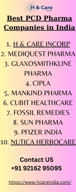 Best PCD Pharma Companies in India