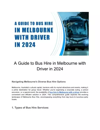 A Comprehensive Bus Hire Guide with MelbourneBusHire