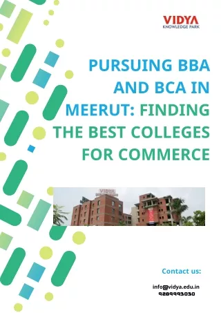 Pursuing BBA and BCA in Meerut Finding the Best Colleges for Commerce