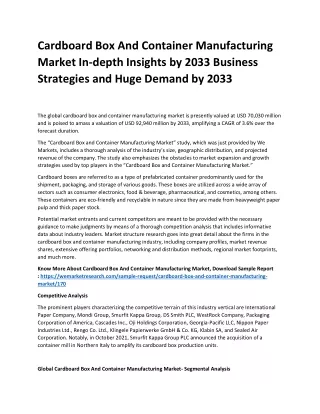 Cardboard Box And Container Manufacturing Market