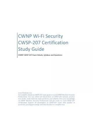 CWNP Wi-Fi Security CWSP-207 Certification Study Guide