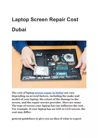 Laptop Screen Repair Cost Dubai