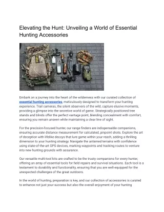 Elevating the Hunt_ Unveiling a World of Essential Hunting Accessories