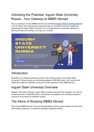 Unlocking the Potential_ Ingush State University, Russia - Your Gateway to MBBS Abroad