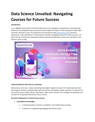 Data Science Unveiled: Navigating Courses for Future Success