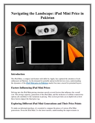 Navigating the Landscape: iPad Mini Price in Pakistan