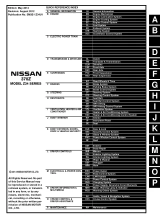 2013 Nissan 370Z Coupe Service Repair Manual