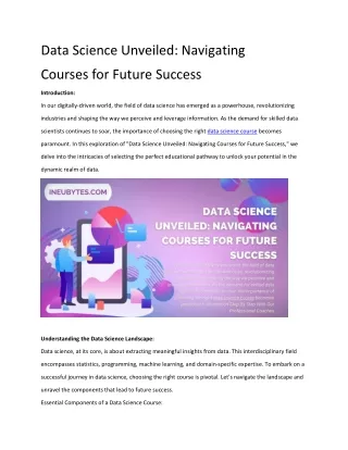 Data Science Unveiled: Navigating  Courses for Future Success