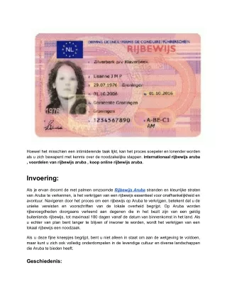 Rijbewijs Van Aruba Geldig In Nederland_