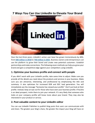 7 Ways You Can Use LinkedIn To Elevate Your Brand