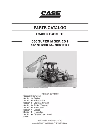 CASE 580 Super M  Series 2 Backhoe Loader Parts Catalogue Manual