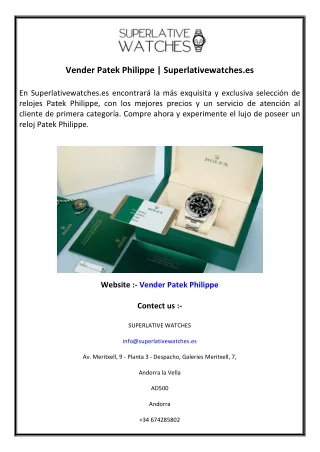 Vender Patek Philippe  Superlativewatches.es