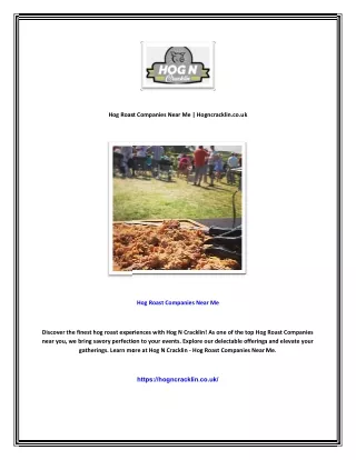 Hog Roast Companies Near Me | Hogncracklin.co.uk